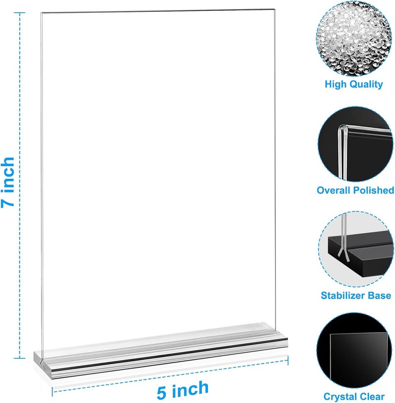 EHWINE 6 Pack Acrylic Sign Holders - 5 x 7, Double-Sided Stand Up Table Top Sign Holders, Clear Acrylic Picture Frame Menu Flyer Paper Display Stand for Office Business Store Wedding Party - Image 3